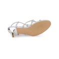 thumbnail image 5 of BLISSFUL STEP Women's Shoes Rhinestone Strap Slingback Kitten Heel Sandals Silver 8, 5 of 7