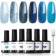 thumbnail image 1 of Set de esmaltes de uñas en gel Modelones, 6 colores, purpurina azul, 1 of 8