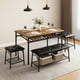 thumbnail image 1 of Juego de Comedor para 4, Mesa de Cocina con Estructura Metálica, Banco Tapizado y 2 Bancos Cuadrados, Estantes de Almacenaje, 1 of 7
