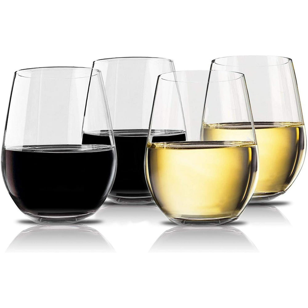 Vivocci Unbreakable Plastic Stemless Wine Glasses 20 Oz Set Of 4