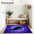 thumbnail image 3 of ODIKA 5'x7' Machine Washable Non-Slip Area Rug, Latch Hook Kit Galaxy Feline Pre printed Canvas High Traffic Rug, Purple, 620182, 3 of 7
