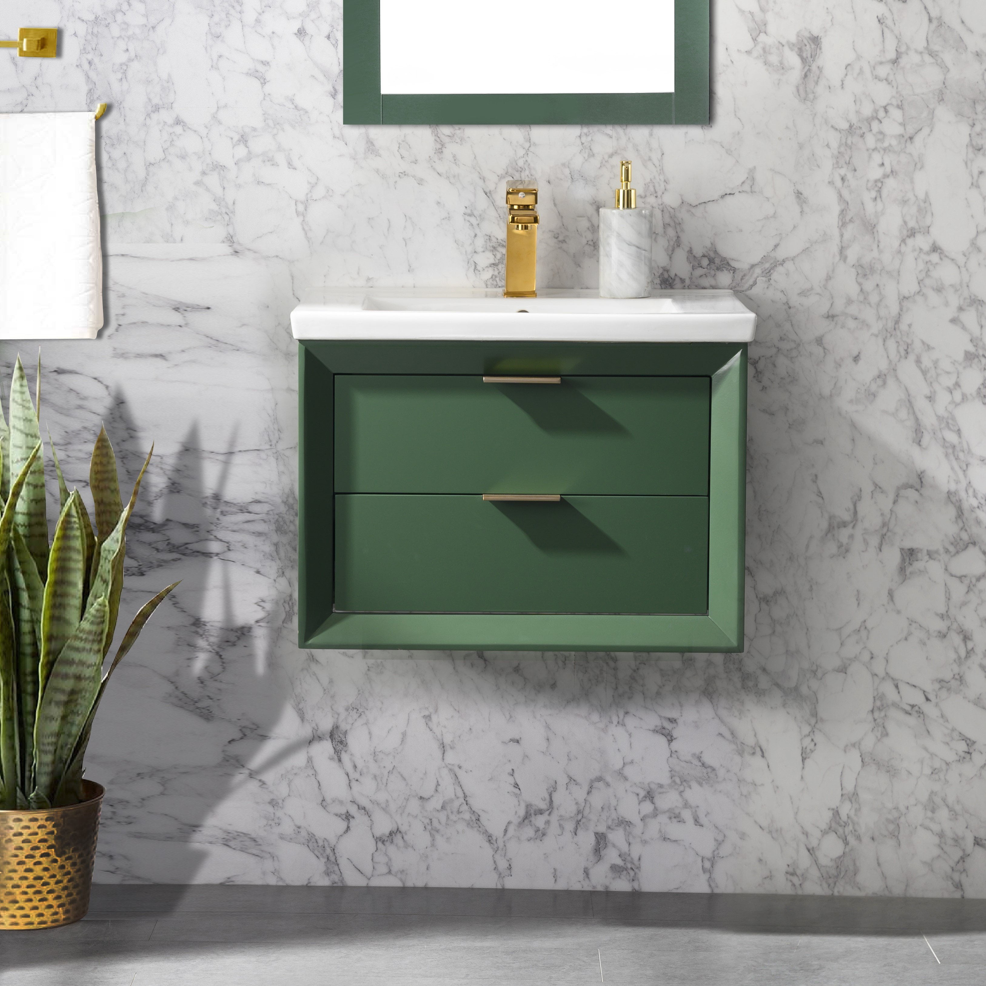 Danbury 24 Single Bathroom Vanity With Porcelain Top Green Walmartcom Walmartcom