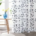 thumbnail image 5 of Deconovo Floral Rod Pocket White Sheer Curtains, Window Sheer Drapes with Embroidered Leaf Pattern - 2 Panels, Each 52x72 in, Navy Blue, 5 of 7