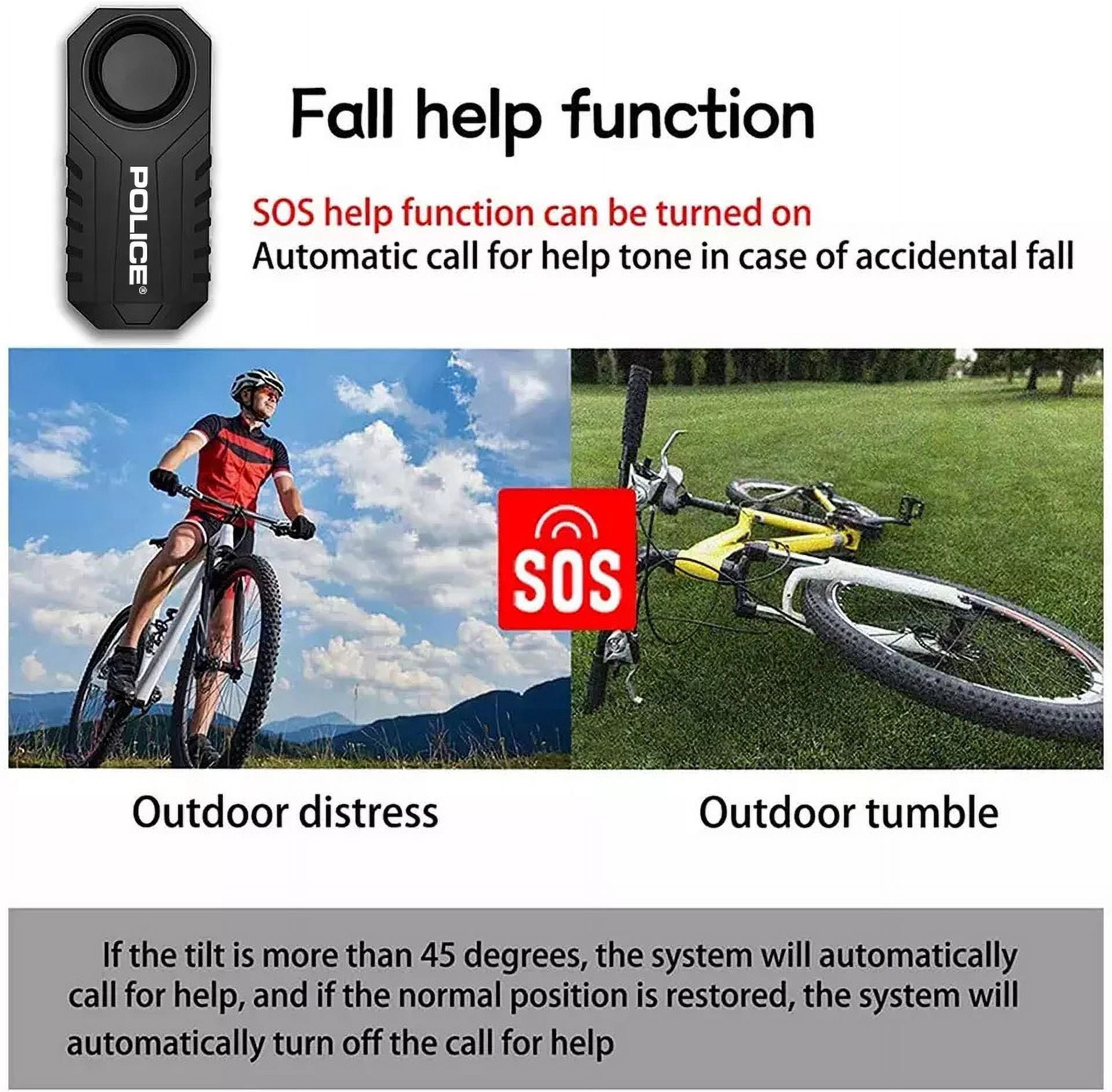 POLICE Bike Alarm with Remote 113dB Loud Scooter Alarm System, Anti Theft Motorcycle Alarm, Wireless Vibration Motion Sensor Waterproof Security System for Electric Bike Tricycle Mobility Scooter