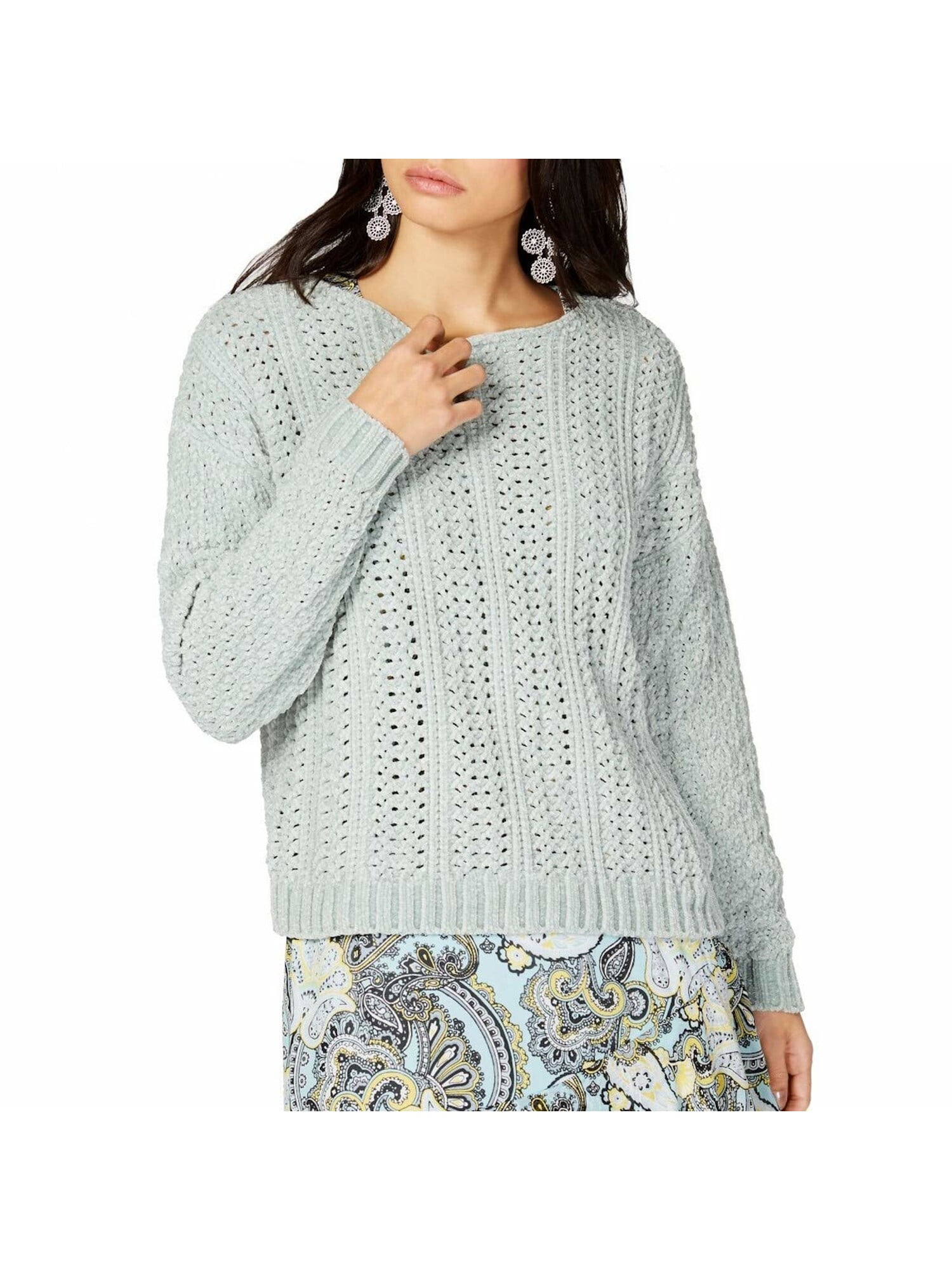 INC INC Womens Green Long Sleeve Crew Neck Sweater Size L Walmart