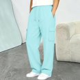 thumbnail image 7 of XINXIAOO Unisex Boys Girls Cargo Sweatpants Active Fit Elastic Waist Jogger Sweatpants with Pockets Boys Athletic Pants Light Blue Pants for Girls Pants Size 7-8 Years, 7 of 7