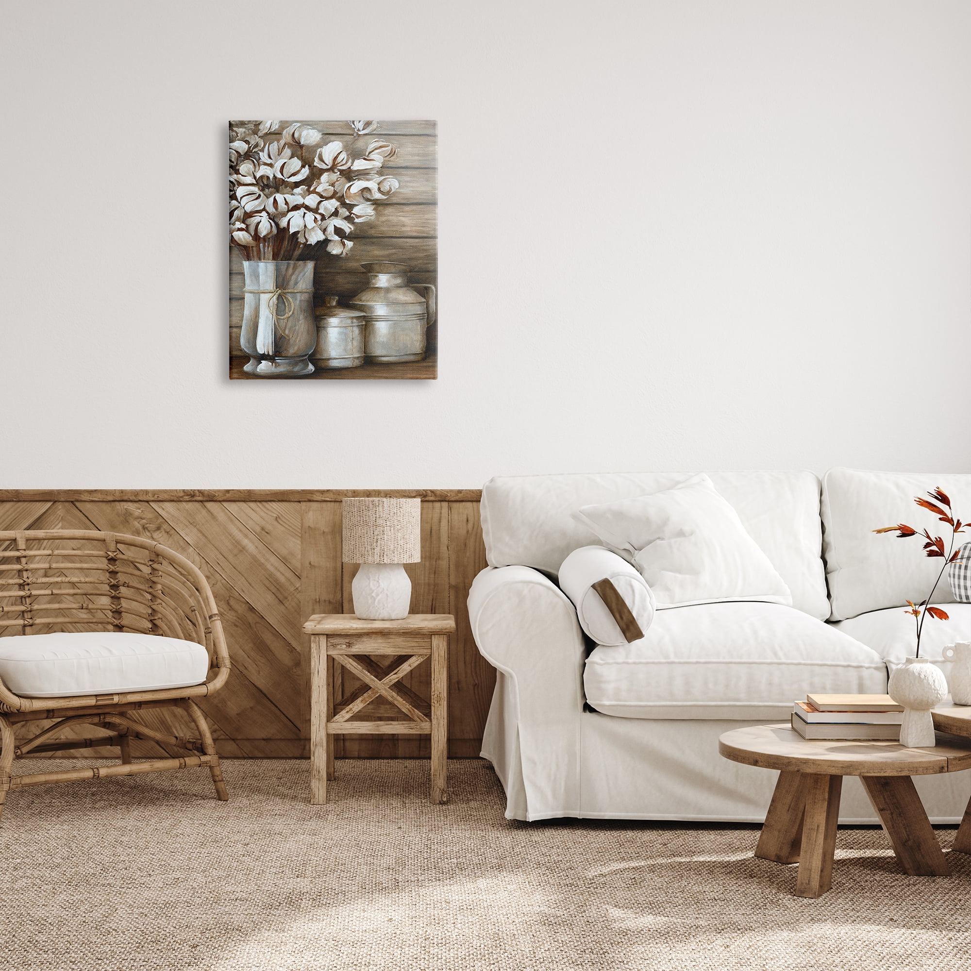 Stupell Industries Traditional Flower Bouquet Rustic Country Cans Painting Gallery Wrapped Canvas Print Wall Art, Design by White Ladder