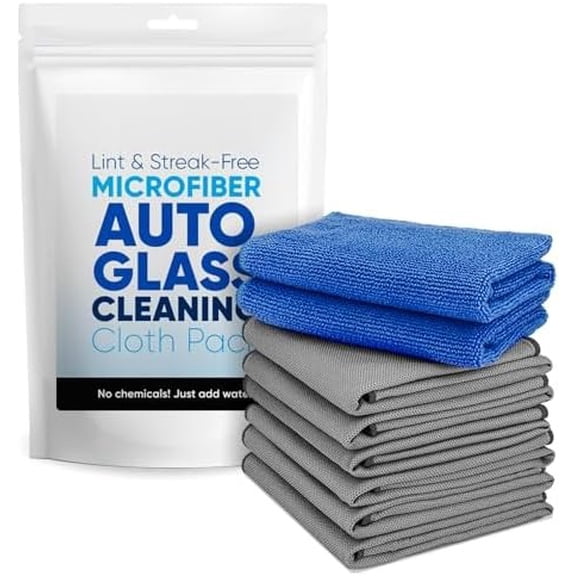Claro Glass Towels Car Detailing 8-Pack – Streak Free Windshield Cleaner Cloth | Auto Glass Cleaner for Car Windows, Mirrors & Screens | Microfiber Car Cleaning Cloth for Detailing & Interior Use