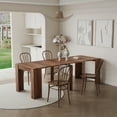 thumbnail image 3 of Holaki 20”-118.5”L Extendable Foldable Dining Table for 10 People, Wood Modern Rustic Rectangle Expandable Kitchen Living Meeting Room Furniture, 6 Tabletop Length Options, Walnut, 3 of 11