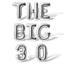 Letter Balloons - THE BIG 3 0 16" Inch Alphabet Letters Foil Mylar Balloon 30th Birthday Party Banner (Silver)