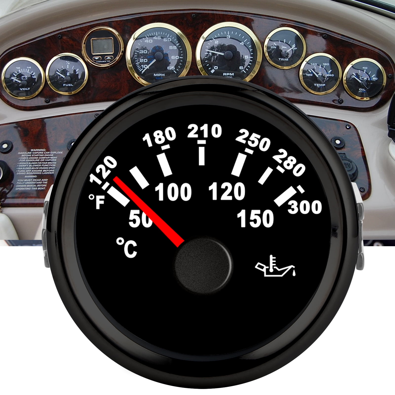 Octpeak Oil Temperature Display,50‑150℃ Oil Temperature Gauge LCD