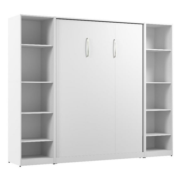 Pemberly Row Wood Full Murphy Bed with Closet Organizers in White