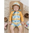 thumbnail image 6 of BemeyourBBs Newborn Baby Boy Girl One Piece Swimsuit with Sunhat Infant Boys Bathing Suit Long Sleeve Rash Guard UPF 50+ Turtle Shark Coconut Tree Printed Zipper Swimwear Summer Beachwear, 6 of 9