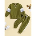 thumbnail image 2 of Bagilaanoe 2PCS Toddler Baby Girl Boy Long Pants Set Contrast Color Long Sleeve Sweatshirt Pullover Tops + Sweatpants 6M 12M 18M 24M 3T Kids Casual Sweatsuits, 2 of 9
