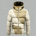 thumbnail image 2 of Mens Color Block Puffer Jacket Water Resistant Hooded Winter Padded Cotton Coats Cold Weather Warm Insulated Parka Down Coats, 2 of 4