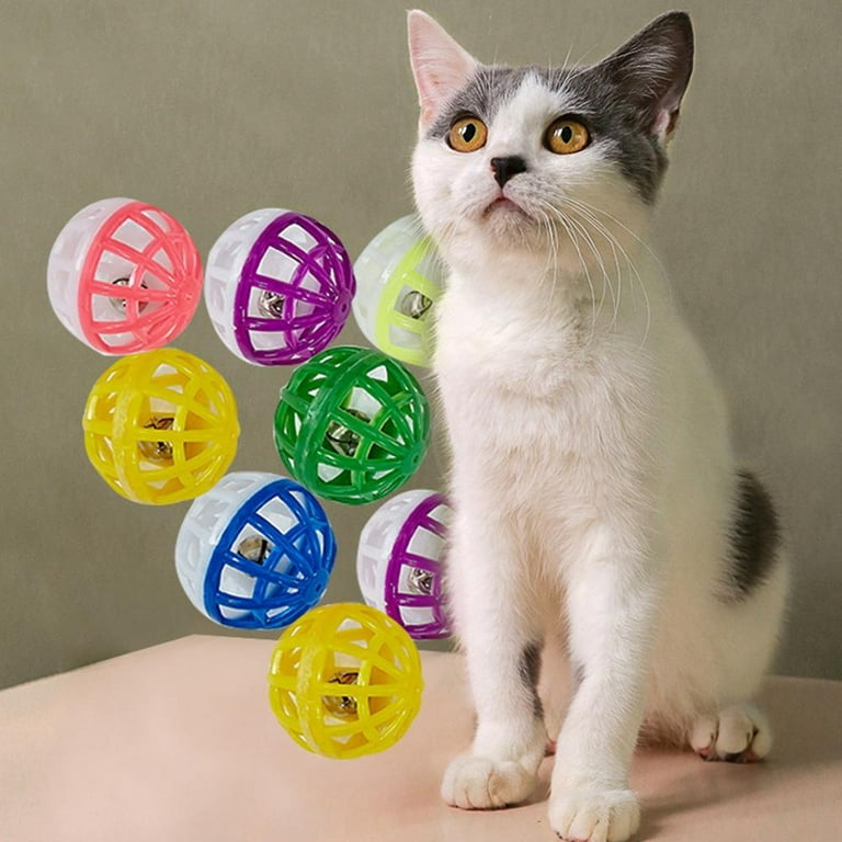 10/30/50pcs Pet Cat Toy Ball Plastic With Bell Hollow 3.8cm Cat fun throw`