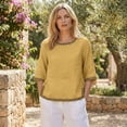 thumbnail image 2 of Womens Tops Embroidered Linen Blouse for Women Loose Fit 3/4 Sleeve Cotton Linen Top, 2 of 5