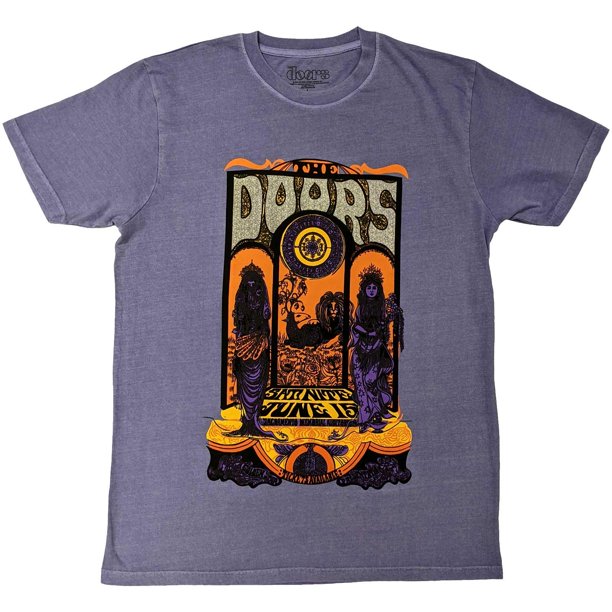 The Doors - Camiseta Sacramento Adornado para Adultos Unisex (Morado, Plateado)