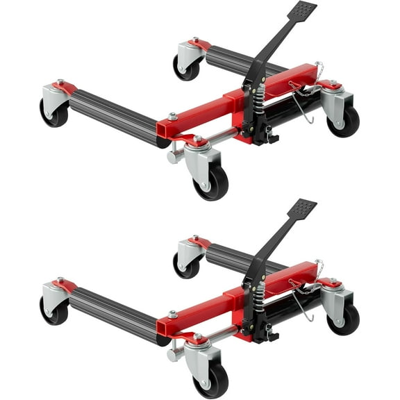 WildBreak Hydraulic Car Wheel Dolly, with Foot Pedal, 3,000 ibs Capacity, 2 Pieces, Red