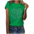 thumbnail image 1 of Mode Femme T-Shirt à Manches Courtes Col Rond Imprimé Fête de la Saint-Patrick Décontracté Ample, 1 of 1