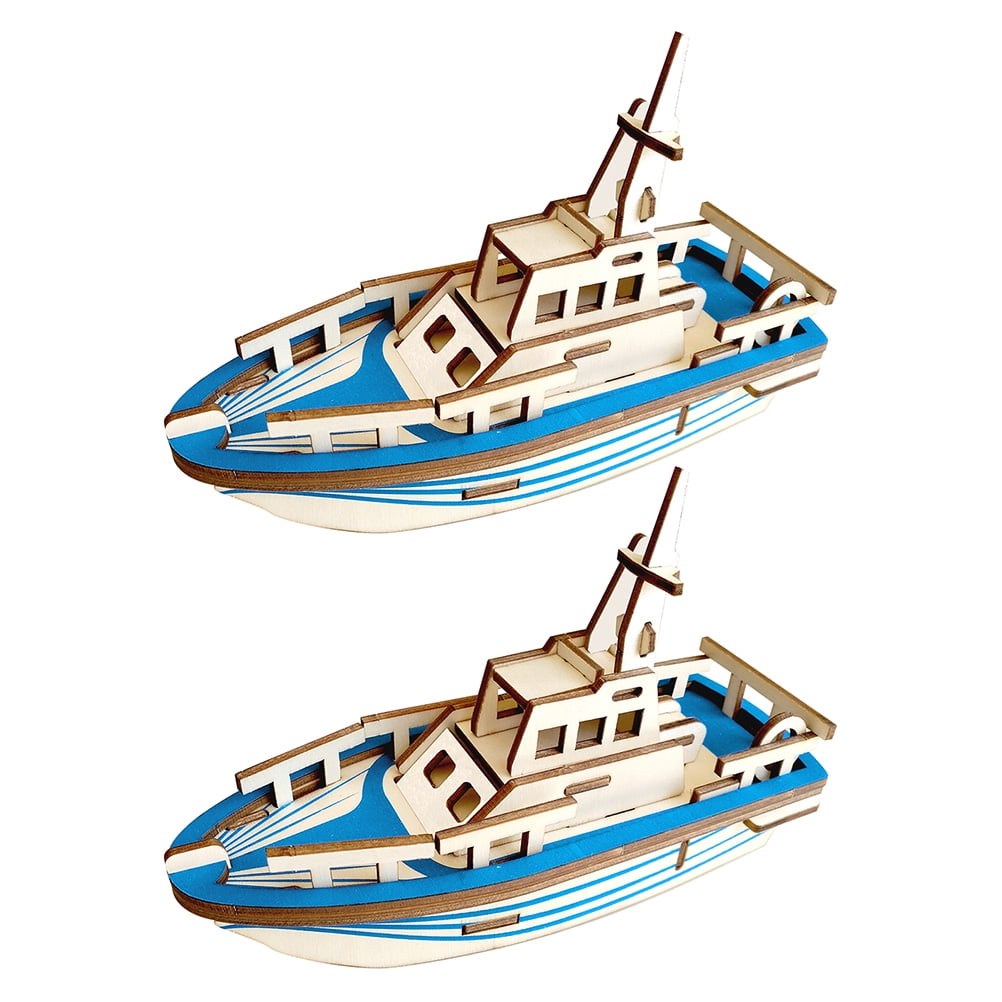 OUNONA 2pcs Lifeboat Puzzle Toys 3D Wooden Puzzle Assemble Toys Kids ...
