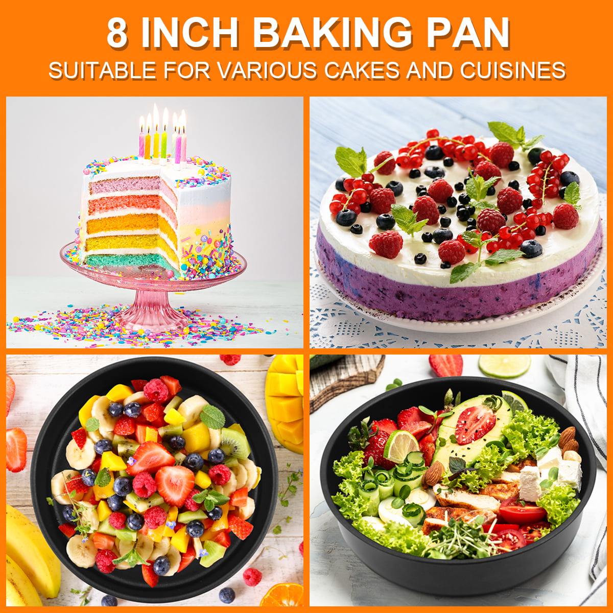 Vesteel Cake Pan Set of 3 (4 /6 /8 inch), Stainless Steel Small Medium  Round Layer Cake Baking Pans for Tier Smash Cake, Nonstick Birthday Cake  Pans