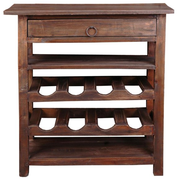 Sunset Trading Cottage Wine Server with Drawer | Raftwood Brown
