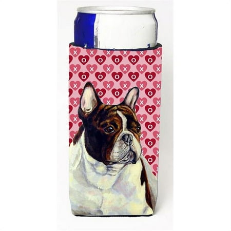 

French Bulldog Hearts Love And Valentines Day Portrait Michelob Ultra bottle sleeves For Slim Cans - 12 oz.