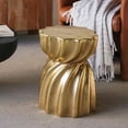 thumbnail image 7 of GZXS Gold Sculptural Accent End Desk, 14"Dia Hourglass Side Table with Swirl Design, Magnesium Oxide Garden Stool for Living Room or Entryway, No Assembly, 7 of 7