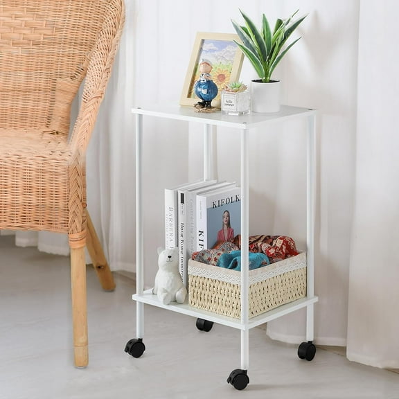 Dining side table Living room bedside table (narrow space) bedside table Small narrow side table on wheels for living room, bedroom and office, white