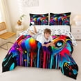 thumbnail image 3 of Erosebridal Kids Video Headphones Queen Comforter Set,Multicolor Splash Ink Bedding Comforter Set For Boys,Reversible 3-Piece, 3 of 7