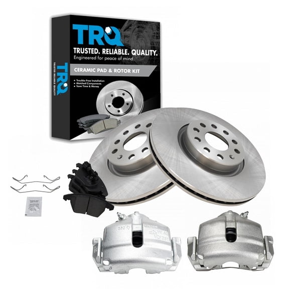 TRQ Front Brake Calipers Ceramic Pads & Rotors Fits Select 2010-2015 Audi Volkswagen