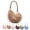 Khaki, variant on Women Seashell Bag Crochet Shell Purse Boho Shoulder Tote Bag Summer Beach Crossbody Clutch Hobo Handbag
