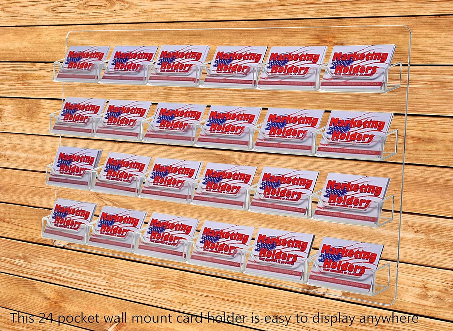 Business Card Holder, 48 Pockets, Wall Mount, 0.75-Inch Deep Pockets (Clear Acrylic) (BCCLWM48)