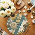 thumbnail image 2 of White Roses Round Placemats Set of 6 for Dinning Tables,Heat-proof Braided Table Mats 15 Inch,Sunflower Spring Floral Retro Blue Striped Washable Place Mat for Kitchen Restaurant Party Table Decor, 2 of 9