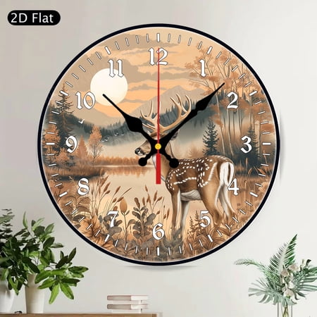 Red Cardinal Bird Peony Welcome Round Wall Clock Silent Floral Garden Decor