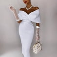 thumbnail image 4 of "Werulen Dresses for Women 2023, Sexy Belt Bodycon Vintage Dresses Off Shoulder Short Sleeve Prom Party Maxi Long Dresses Women", 4 of 7