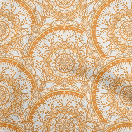 oneOone Velvet Dark Peach Fabric Asian Block Mandala Craft Projects Decor Fabric Printed By The Yard 58 Inch Wide