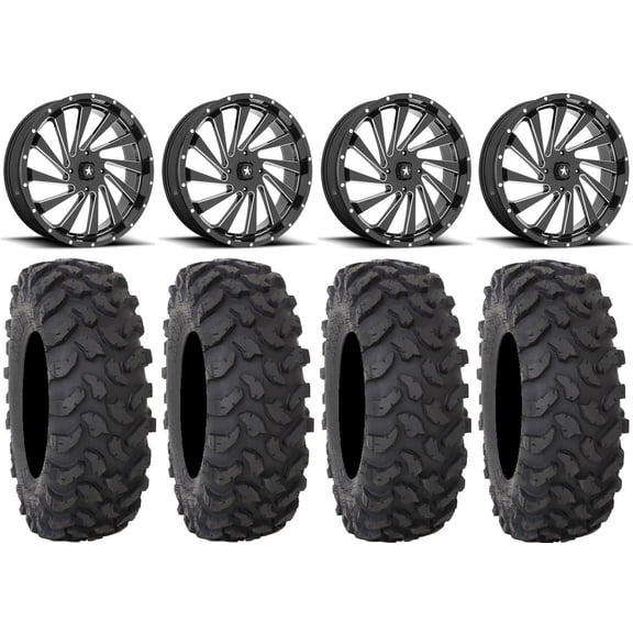 MSA Blade 22" Wheels Milled 37" XTR370 Tires Can-Am Commander Maverick Renegade Outlander Defender