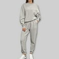 thumbnail image 2 of Oksale Fleece Lined Sweatsuits Women 2 Piece Casual Crewneck Sweatshirts Loose Sweatpants with Pockets Athletic Fall Loungewear Outdoor Joggers 2025 Gray XL, 2 of 6