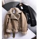 thumbnail image 3 of Chaqueta de piel de oveja sintética para mujer, Parka gruesa, cálida, de gamuza, abrigo corto de motociclista, Invierno, 3 of 5