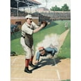 thumbnail image 2 of Vintage Sports 19x24 Gold Ornate Wood Framed with Double Matting Museum Art Print Titled - Baseball Play at the Plate, 2 of 4