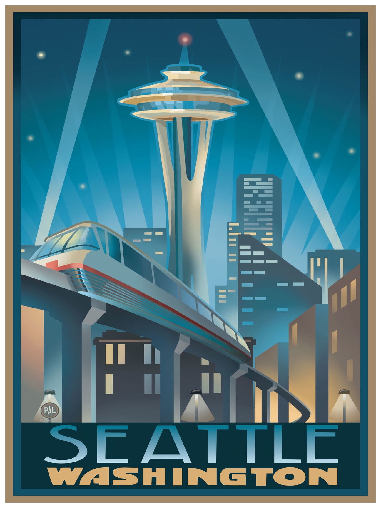 Space Needle Seattle Center Seattle Washington Giclee Art Print Poster ...