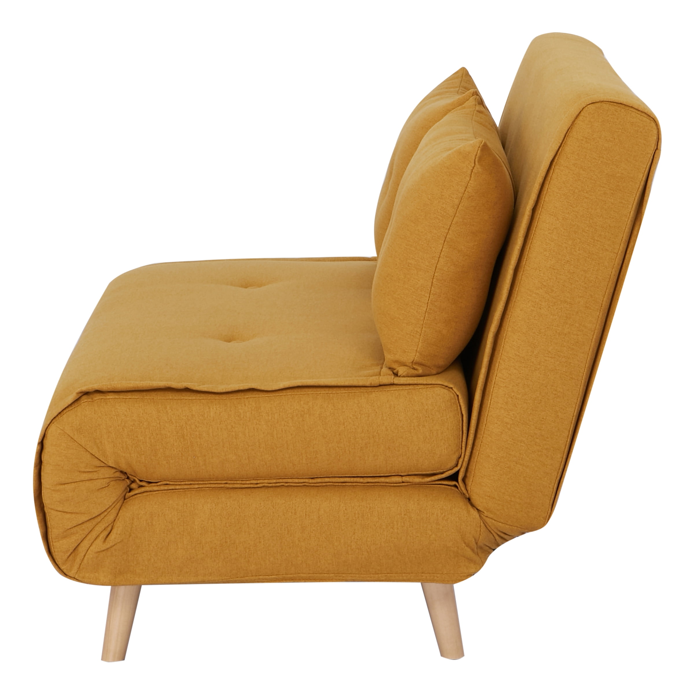 A&D Home Haru 48" Convertible Futon Chair, Yellow