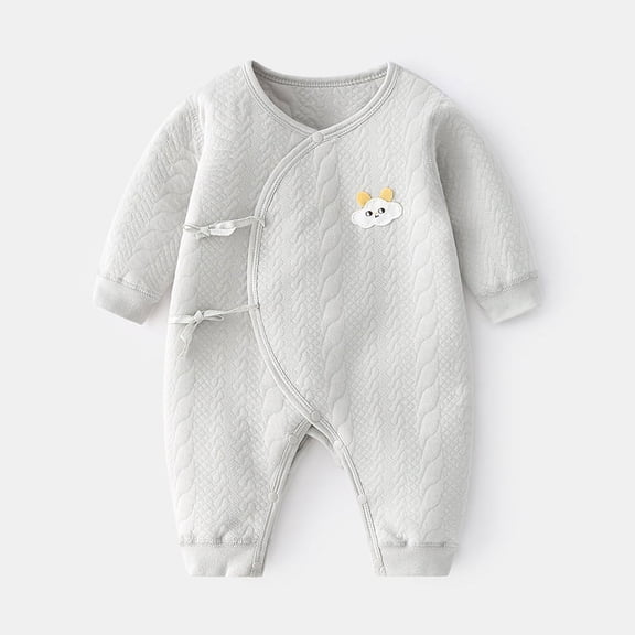 Yidarton Baby Jumpsuit Baby Warm Cotton Padded Newborn Clothes Autumn And Winter Ha Clothes Boneless Climbing Clothes Newborn Gray