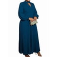 thumbnail image 3 of Women'S Elegant Pleated Maxi Dress with Puff Sleeves and Stand Collar for Various Occasions Blue M, 3 of 9