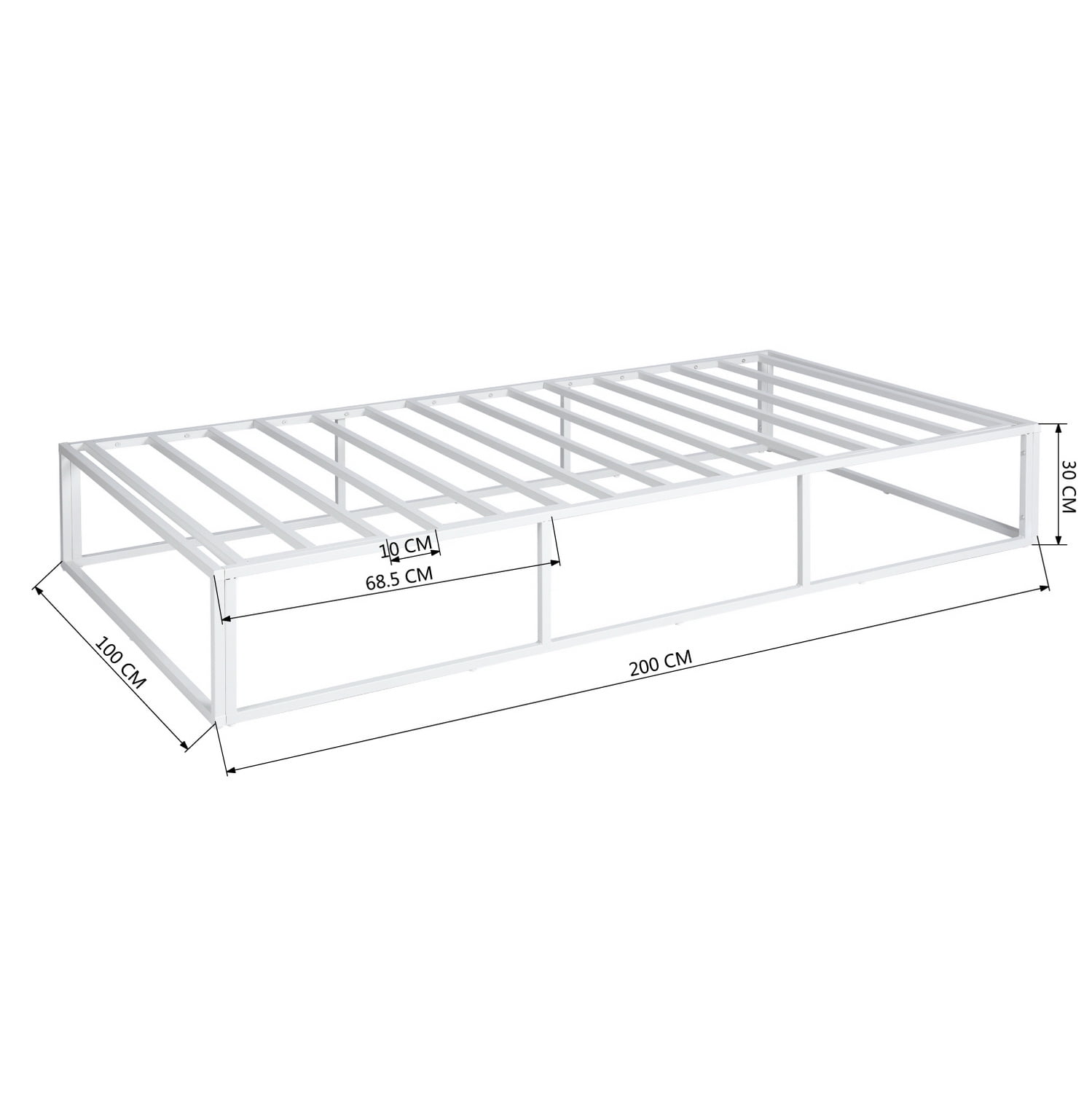Private Jungle Twin Bed Frame White 12"H Steel Platform Metal Bed Frame with Storage,Heavy Duty Steel Slat and Anti-Slip Support(No Box Spring Needed),White