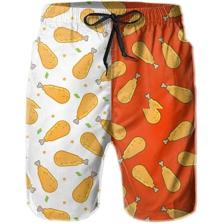 Men's Chicken Legs Swim Trunks Quick Dry Swim Shorts Print Beach Board  Shorts Swimwear S-3XL 