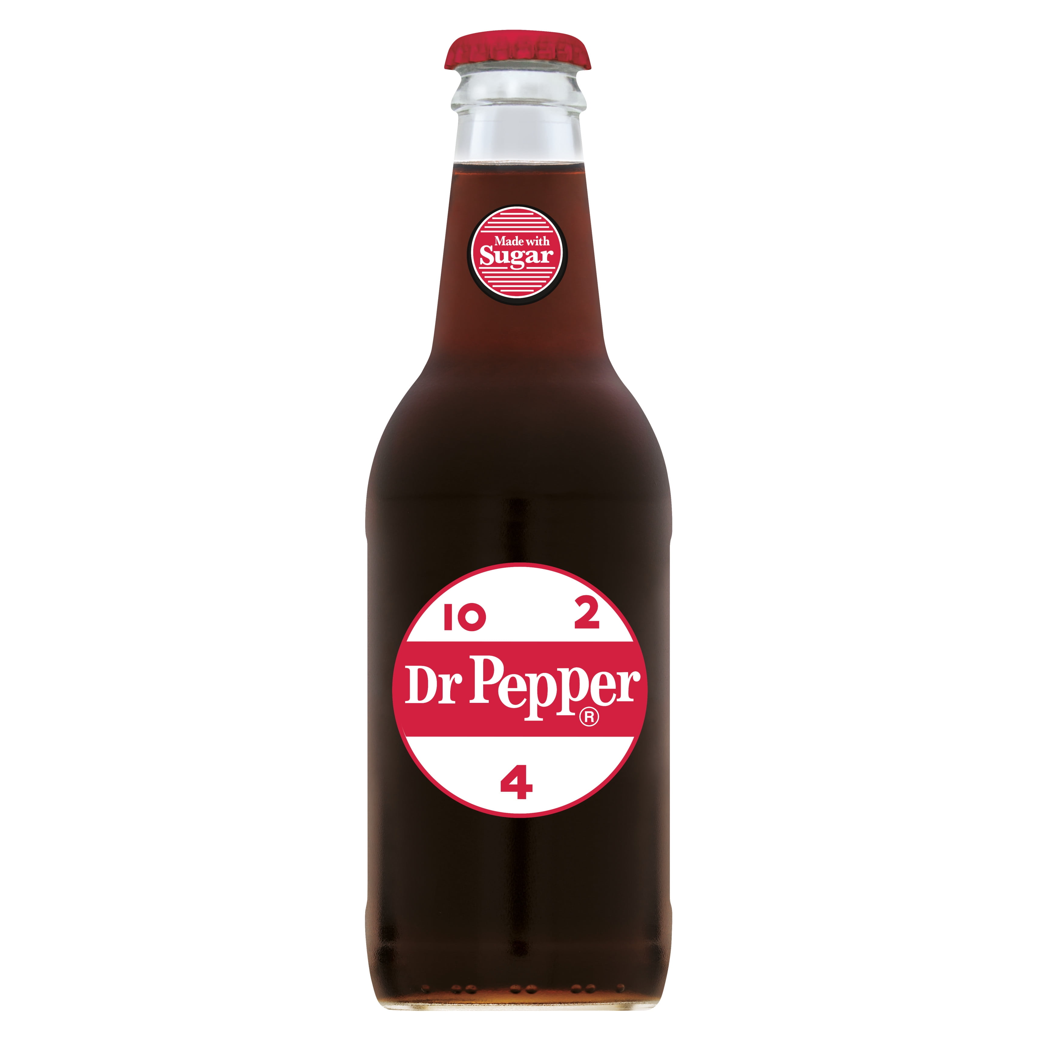 Dr Pepper Made with Sugar, 12 fl oz glass bottles, 24 pack