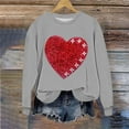 thumbnail image 5 of Women's Valentines Sweatshirt Long Sleeve Glitter Heart Print Crewneck Pullover Top for Romantic Dates Gray-5 2XL, 5 of 5